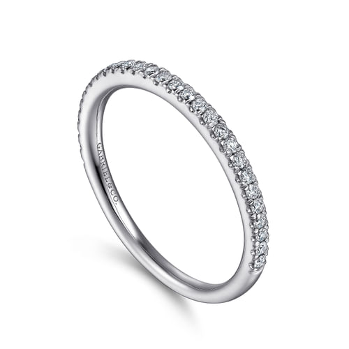 14K White Gold French Pavé Diamond Wedding Band