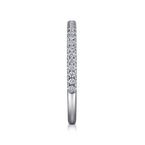 14K White Gold French Pavé Diamond Wedding Band