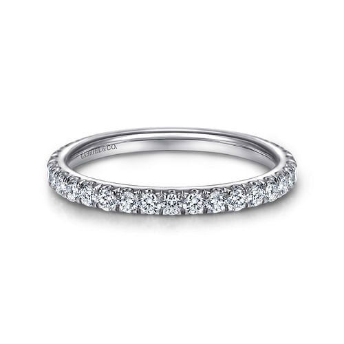 14K White Gold French Pavé Diamond Wedding Band