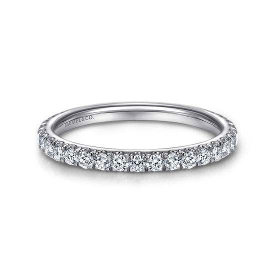 Gabriel - 14K White Gold French Pavé Diamond Wedding Band