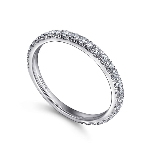 14K White Gold French Pavé Diamond Wedding Band