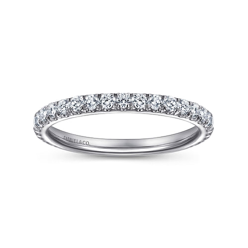 14K White Gold French Pavé Diamond Wedding Band