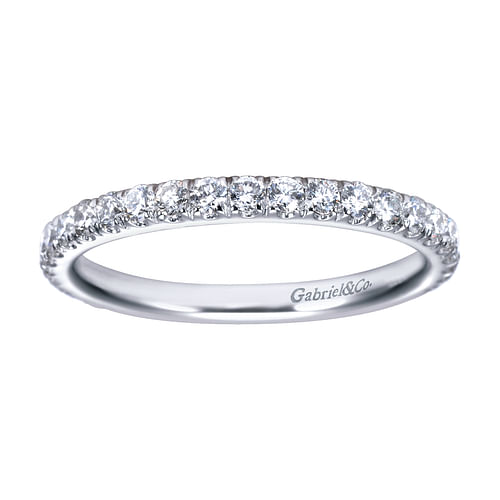 14K White Gold French Pavé Diamond Wedding Band