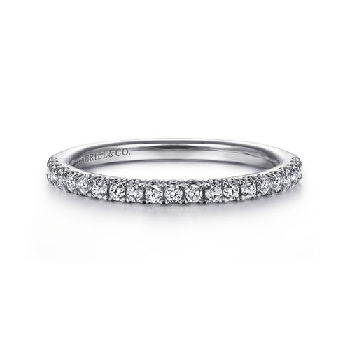 14K White Gold French Pavé Set Diamond Anniversary Band