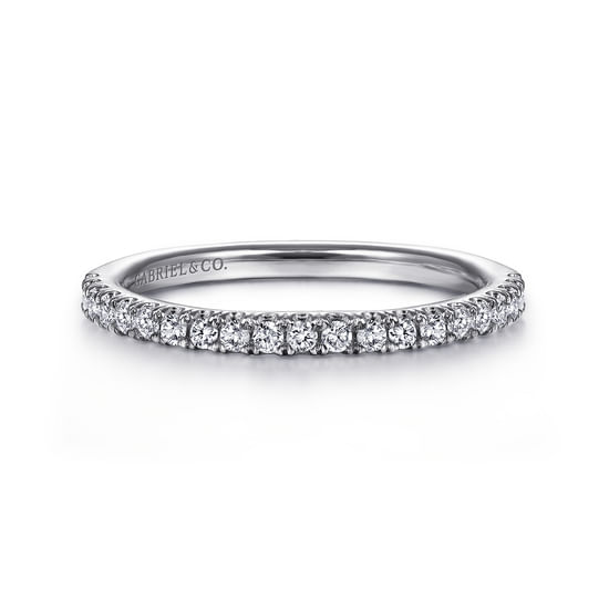 Gabriel - 14K White Gold French Pavé Set Diamond Anniversary Band
