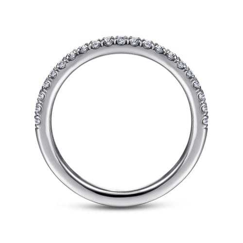 14K White Gold French Pavé Set Diamond Anniversary Band