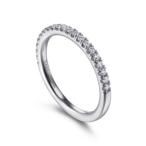 14K White Gold French Pavé Set Diamond Anniversary Band