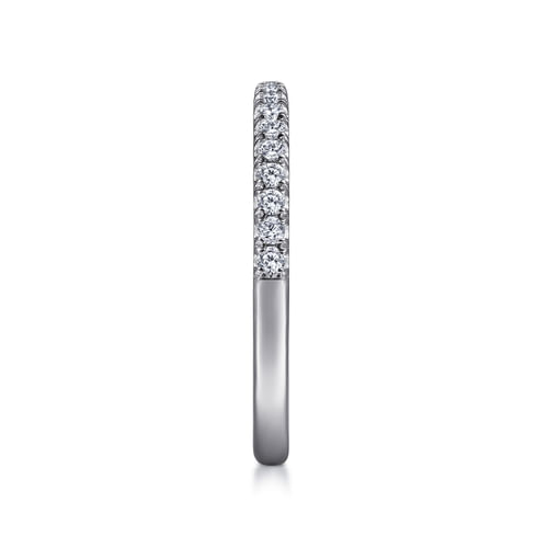 14K White Gold French Pavé Set Diamond Anniversary Band
