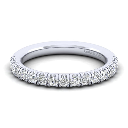 14K White Gold French Pavé Set Diamond Anniversary Band