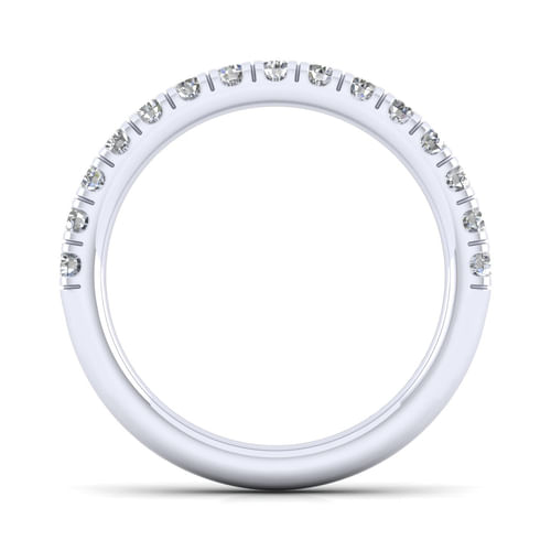 14K White Gold French Pavé Set Diamond Anniversary Band