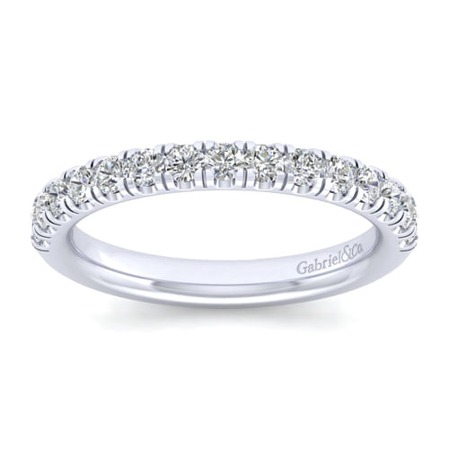 14K White Gold French Pavé Set Diamond Anniversary Band