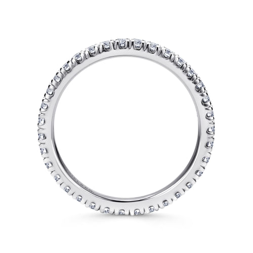 14K White Gold French Pavé Set Diamond Eternity Band