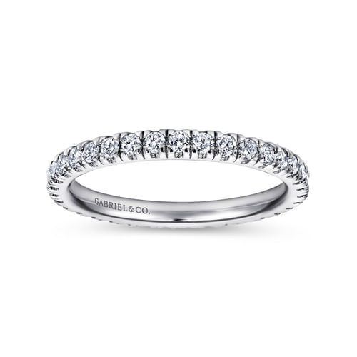 14K White Gold French Pavé Set Diamond Eternity Band