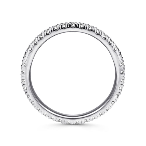 14K White Gold French Pavé Set Diamond Eternity Band