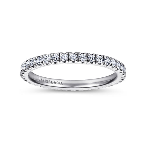 14K White Gold French Pavé Set Diamond Eternity Band