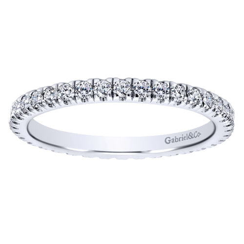 14K White Gold French Pavé Set Diamond Eternity Band