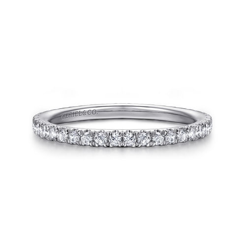 14K White Gold French Pavé Set Diamond Eternity Band