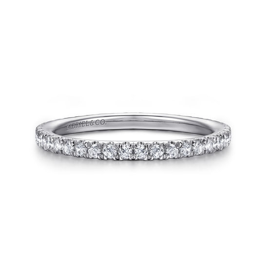 Gabriel - 14K White Gold French Pavé Set Diamond Eternity Band
