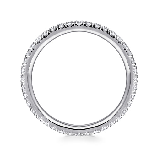 14K White Gold French Pavé Set Diamond Eternity Band
