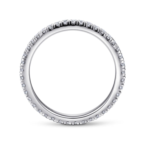 14K White Gold French Pavé Set Diamond Eternity Band