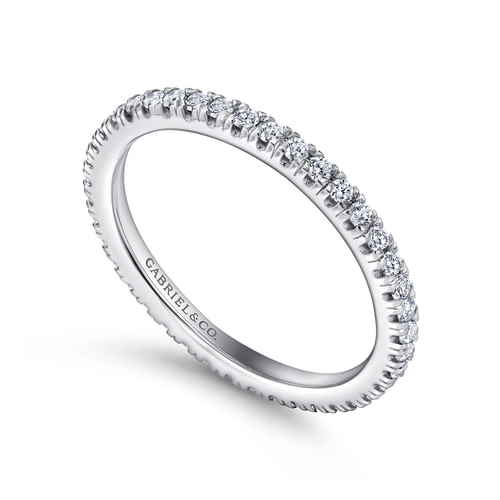14K White Gold French Pavé Set Diamond Eternity Band