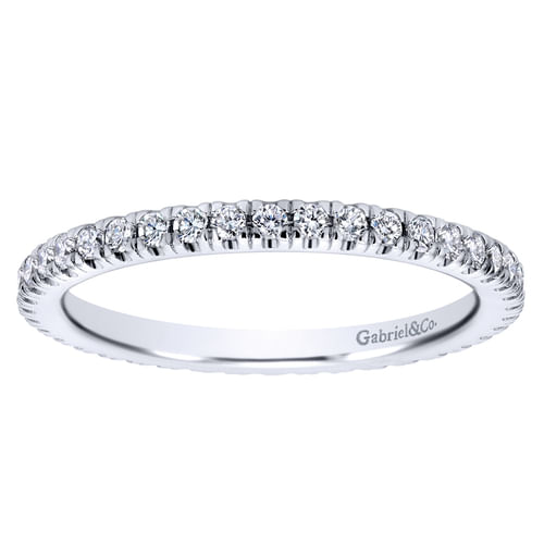14K White Gold French Pavé Set Diamond Eternity Band