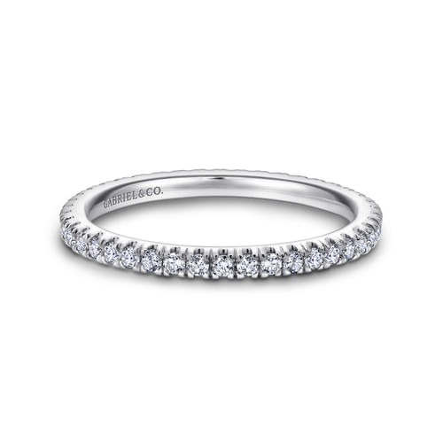 14K White Gold French Pavé Set Diamond Eternity Band