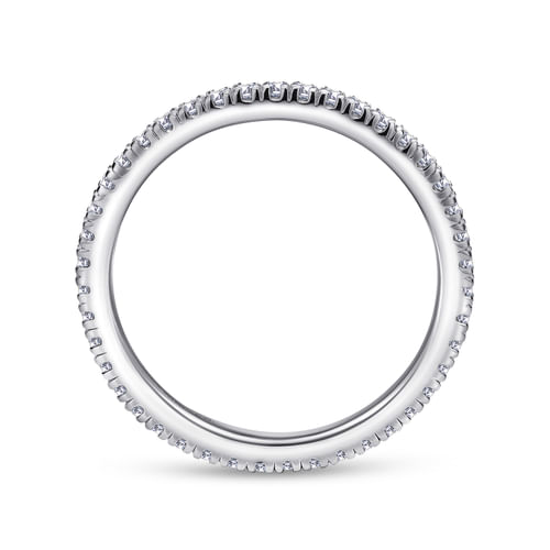 14K White Gold French Pavé Set Diamond Eternity Band