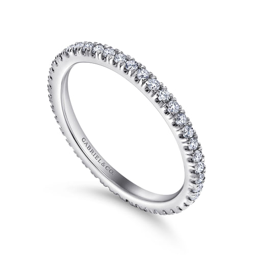 14K White Gold French Pavé Set Diamond Eternity Band