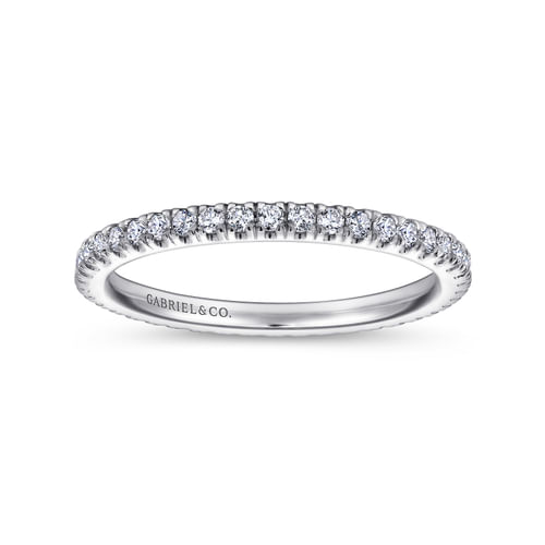 14K White Gold French Pavé Set Diamond Eternity Band