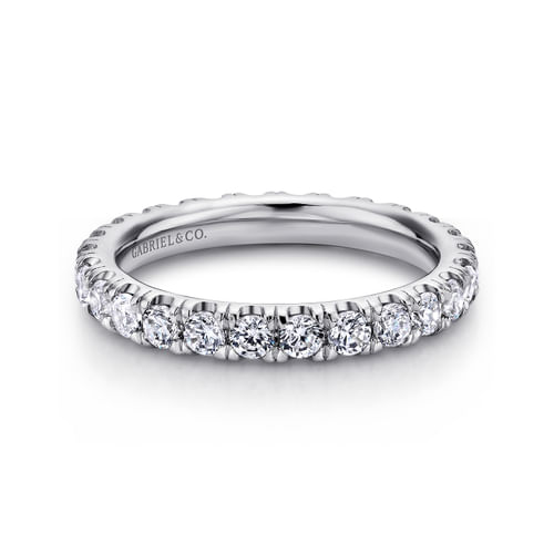 14K White Gold French Pavé Set Diamond Eternity Band