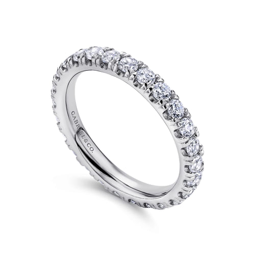 14K White Gold French Pavé Set Diamond Eternity Band