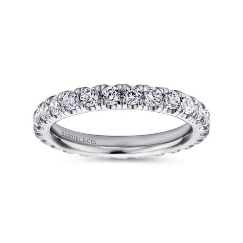 14K White Gold French Pavé Set Diamond Eternity Band