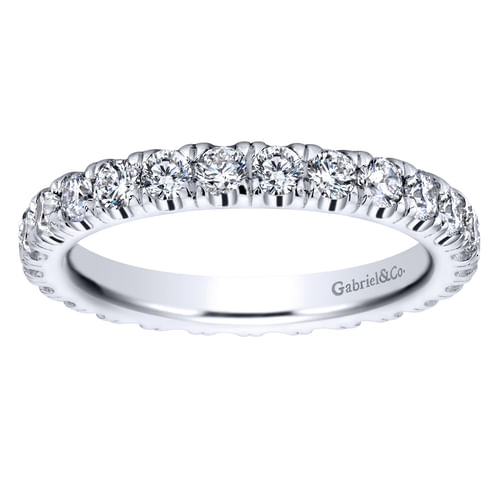 14K White Gold French Pavé Set Diamond Eternity Band