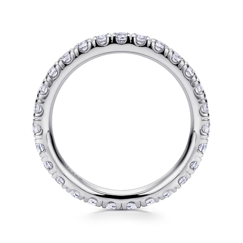 14K White Gold French Pavé Set Diamond Eternity Band
