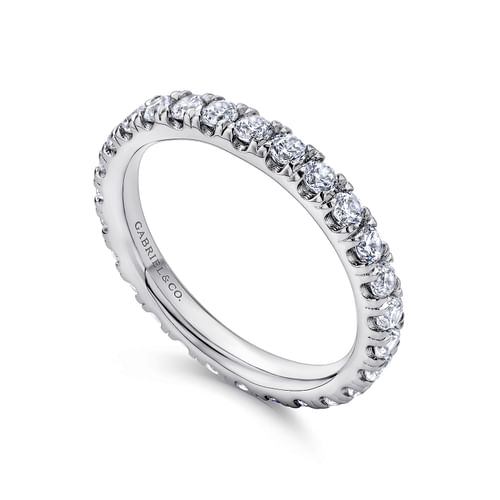 14K White Gold French Pavé Set Diamond Eternity Band