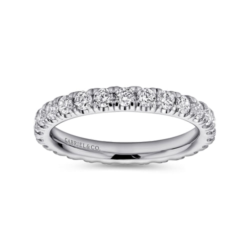 14K White Gold French Pavé Set Diamond Eternity Band