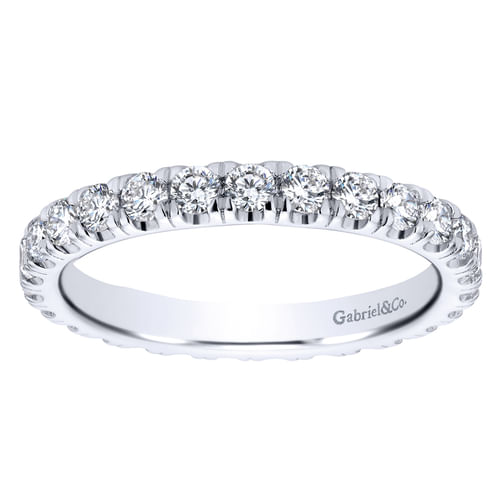 14K White Gold French Pavé Set Diamond Eternity Band