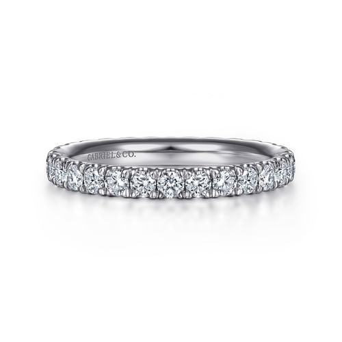 14K White Gold French Pavé Set Diamond Eternity Band