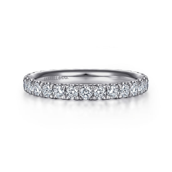 Gabriel - 14K White Gold French Pavé Set Diamond Eternity Band