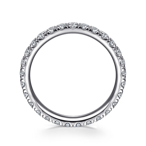 14K White Gold French Pavé Set Diamond Eternity Band