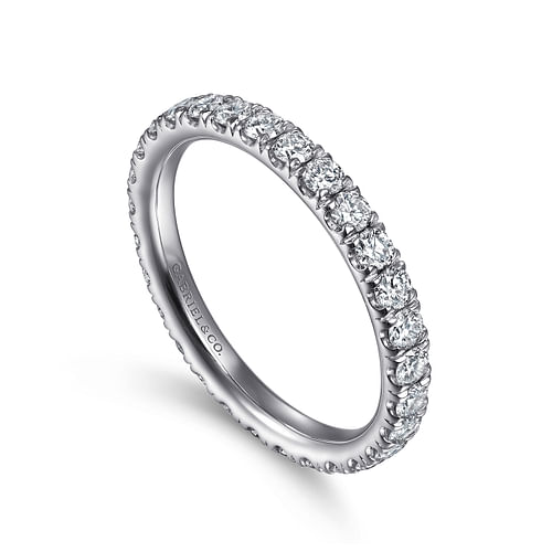 14K White Gold French Pavé Set Diamond Eternity Band