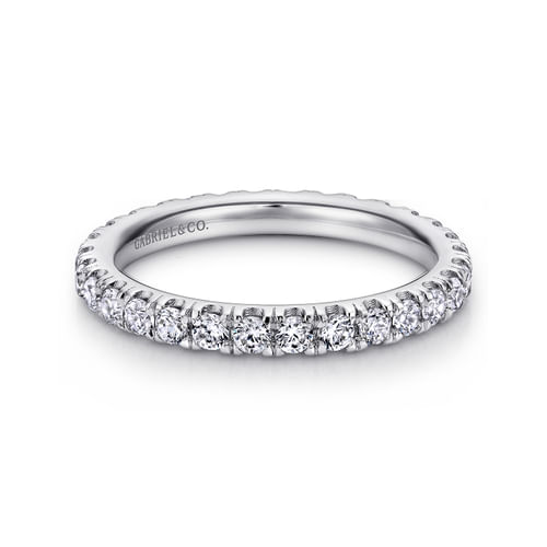 14K White Gold French Pavé Set Diamond Eternity Band