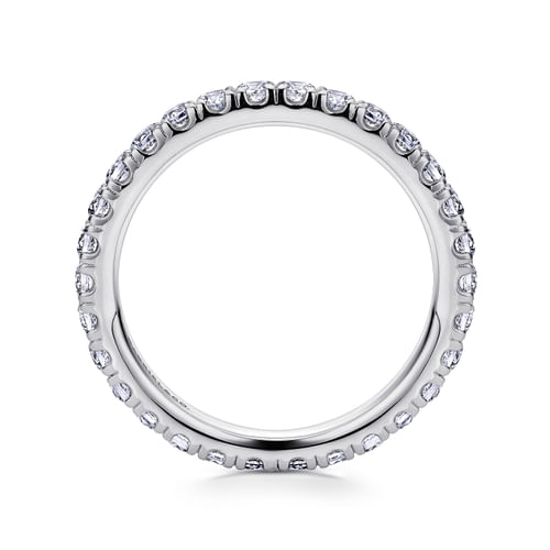 14K White Gold French Pavé Set Diamond Eternity Band