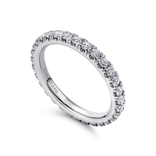 14K White Gold French Pavé Set Diamond Eternity Band