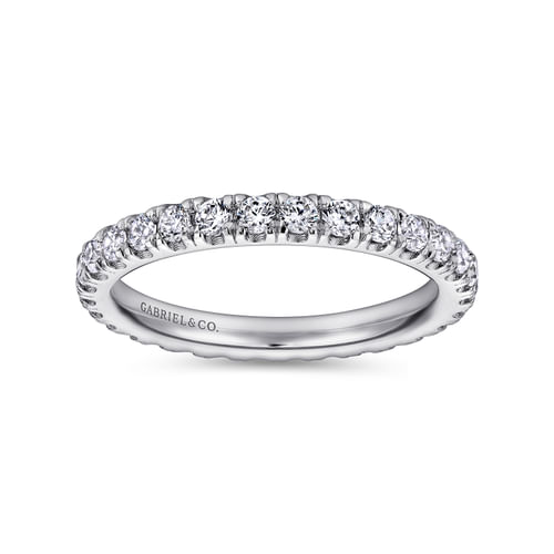 14K White Gold French Pavé Set Diamond Eternity Band