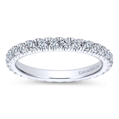 14K White Gold French Pavé Set Diamond Eternity Band