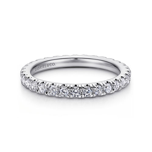 14K White Gold French Pavé Set Diamond Eternity Band