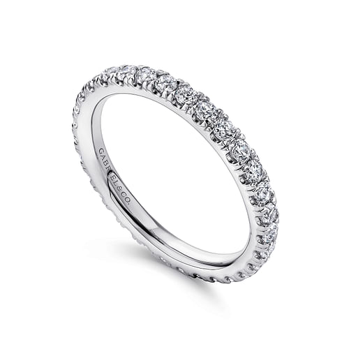 14K White Gold French Pavé Set Diamond Eternity Band