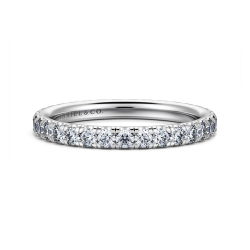 14K White Gold French Pavé Set Diamond Eternity Band